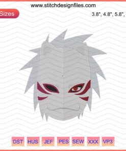 Anbu Mask Embroidery Design File, Naruto-themed Machine Embroidery Patterns, Anime Ninja Mask Stitch Design.