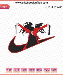 Nike x Alucard Hellsing Embroidery Design File – Intricate machine embroidery showcasing Alucard, perfect for Hellsing fans.