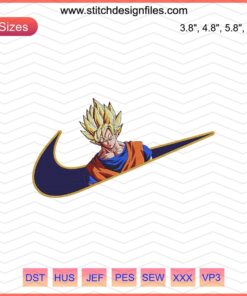 Goku Embroidery Design on Nike With Dragon Ball Motif, Digital File for Machine Embroidery