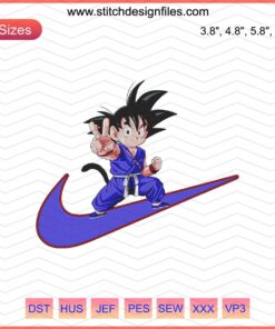 Cute Goku Kids Nike Embroidery Design, Dragon Ball Machine Embroidery, Adorable Anime Stitches Design File