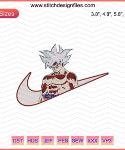 Goku Ultra Instinct Embroidery on Nike, Dragon Ball Embroidery Design File, Nike Machine Stitch Art Downloadable