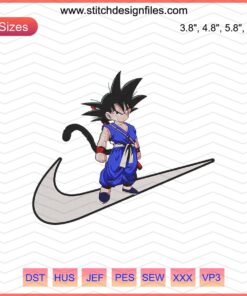 Nike Logo Goku Kids Embroidery Design, Dragon Ball Machine Embroidery Pattern, Nike Dragon Ball Kids Embroidery File