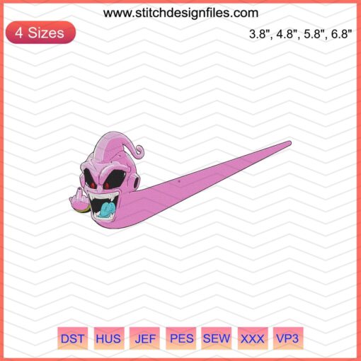 Nike Dragon Ball Embroidery File: Majin Buu Finger Design, Perfect for Machine Embroidery, Unique Dark Humour Theme