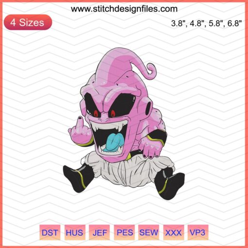 Majin Buu Dragon Ball Machine Embroidery Design, Cartoon Villain Embroidery File, Anime Embroidery Pattern Digital Download