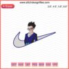 Nike x Vegeta Embroidery Design File: Nike Swoosh, Dragon Ball Vegeta motif, glass bead detailing; machine embroidery pattern.