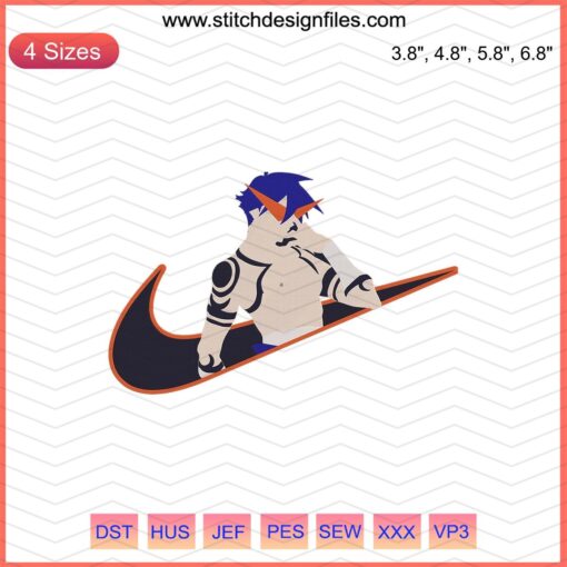 Nike x Kamina Embroidery Files, Tengen Toppa Gurren Lagann Design, Machine Embroidery Pattern, Anime Inspired Stitching