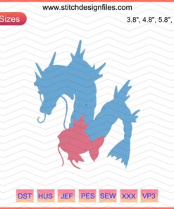 Magikarp & Gyarados Pokemon Machine Embroidery Design Files, Perfect for Creative Stitching Projects