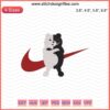 Nike x Monokuma Embroidery Design File, featuring Nike logo and Monokuma from Danganronpa for machine embroidery.