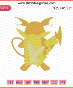 Pichu, Pikachu, Raichu Embroidery Designs File - Pokemon Machine Embroidery Patterns for DIY Crafts and Sewing Projects.