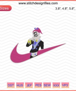 Nike x Emonzaemon Soda Embroidery File, Katanagatari Design: Intricate machine embroidery of iconic Nike and Katanagatari motifs.