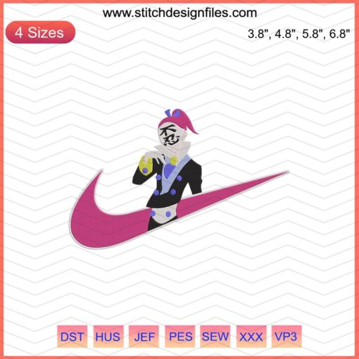 Nike x Emonzaemon Soda Embroidery File, Katanagatari Design: Intricate machine embroidery of iconic Nike and Katanagatari motifs.