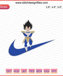 Vegeta Body Embroidery Design File for Nike x Dragon Ball Embroidery Machine, Anime Fashion Sewing Pattern.