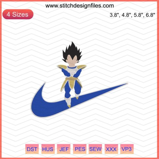 Vegeta Body Embroidery Design File for Nike x Dragon Ball Embroidery Machine, Anime Fashion Sewing Pattern.