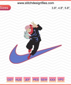 Yuji Itadori Nike Jujutsu Kaisen embroidery design, skill ice theme, machine embroidery file for download.