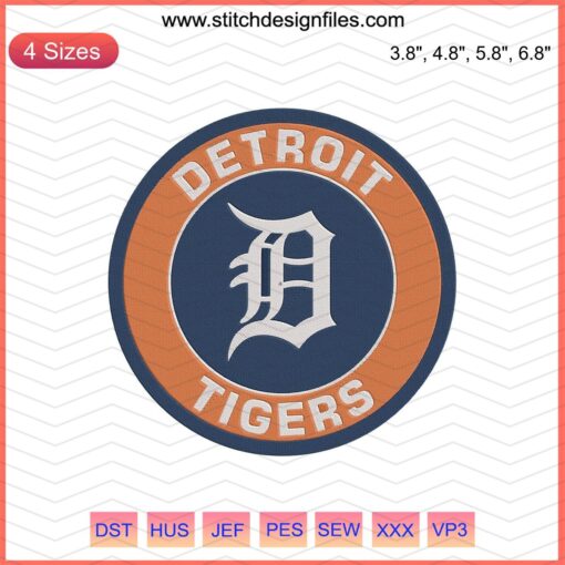 Detroit Tigers Logo Embroidery Designs File showcasing intricate machine embroidery motifs, perfect for fans and crafting projects.