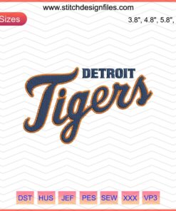 Detroit Tigers Letter Embroidery Designs File, MLB Tigers Machine Embroidery Patterns, Digital Download for Embroidery Projects.
