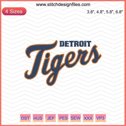 Detroit Tigers Letter Embroidery Designs File, MLB Tigers Machine Embroidery Patterns, Digital Download for Embroidery Projects.