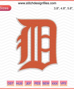 Detroit Tigers D Logo Embroidery File, Machine Embroidery Design, Premium Team Pattern Digital Download, Baseball Club Emblem
