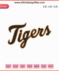 "Tiger Letter Logo Embroidery Design, Detroit Tigers Machine Embroidery File, MLB Team Logo Pattern, Instant Download"
