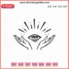 Colorful hand and eye embroidery design file, featuring mystery machine patterns, perfect for unique textile projects.