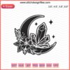 Moon and flower embroidery file, mystery machine designs, celestial floral patterns, digital embroidery art outline.