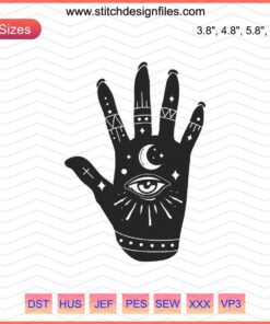 Palm Reading Embroidery Designs, Psychic Machine Patterns, Unique Digital Embroidery Files for Mystical Craft Projects