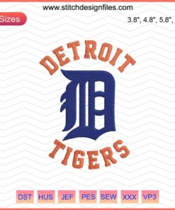 Detroit Tigers Logo D Square Embroidery Design File, machine embroidery, vector art, sports team emblem, downloadable design