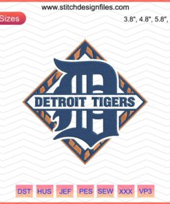 Detroit Tigers Logo D Square Embroidery Design File, Machine Embroidery Pattern, MLB Team, Sports Embroidery Design