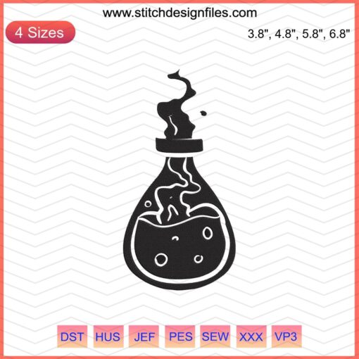 Mystery Machine potion embroidery designs file; vibrant, intricate patterns for DIY embroidery projects.