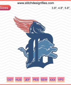 Horse and Lion Detroit Tigers Embroidery Designs, Machine Embroidery Files, Team Logo Patterns