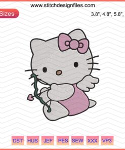 Hello Kitty Archery Embroidery Designs: Cute bow and arrow-themed machine embroidery files for crafts, kawaii decor.