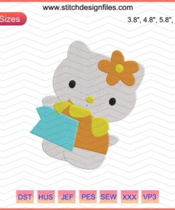 Hello Kitty Machine Embroidery File: Cute Kitty Embroidery Design for T-Shirts, DIY Crafting, Custom Apparel
