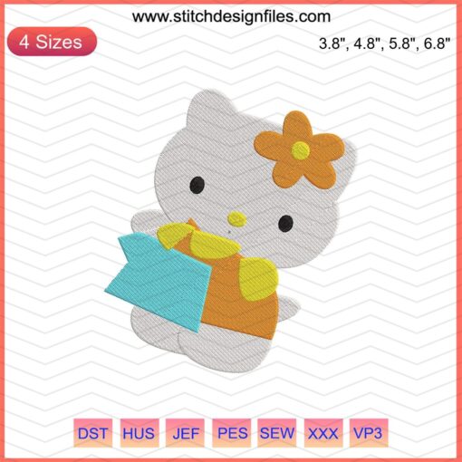 Hello Kitty Machine Embroidery File: Cute Kitty Embroidery Design for T-Shirts, DIY Crafting, Custom Apparel