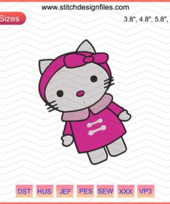 Hello Kitty Pink Embroidery File: Cute Hello Kitty machine embroidery designs, perfect for crafting and DIY projects.
