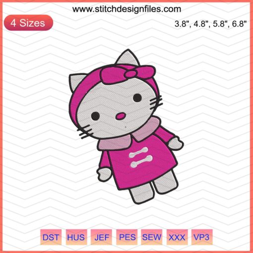 Hello Kitty Pink Embroidery File: Cute Hello Kitty machine embroidery designs, perfect for crafting and DIY projects.