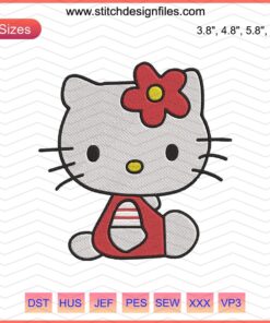 Hello Kitty machine embroidery design featuring playful baby kitty cat motif, perfect for fabric customization and crafting projects.