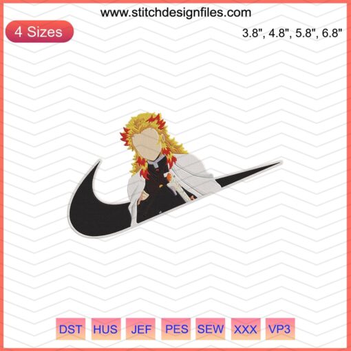 Rengoku Kyoujurou Nike Kimetsu no Yaiba Embroidery Design File, perfect for machine embroidery enthusiasts.