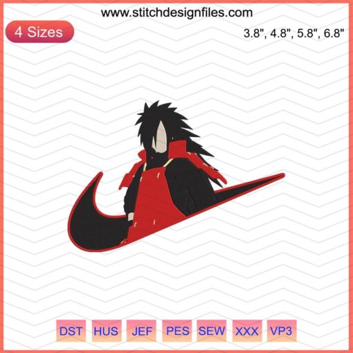Madara Uchiha Nike Embroidery Design File, Naruto themed, ready for Nike sneakers, Machine Embroidery Pattern.