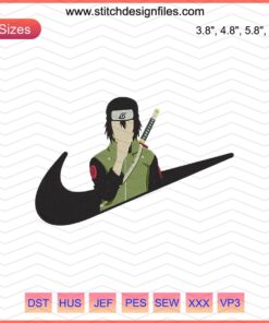 Hayate Gekko Nike Embroidery Design, Naruto-inspired Nike logo, machine embroidery file, unique anime embroidery pattern.