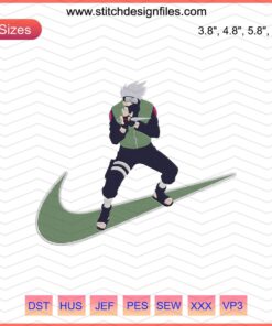 Kakashi Hatake Nike Embroidery Designs File, Nike Naruto Machine Stitch, Anime Fashion Embroidery Patterns