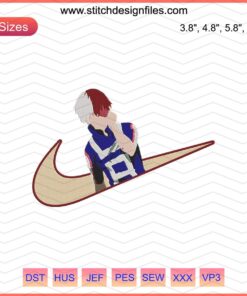 Shoto Todoroki Nike My Hero Academia Embroidery Design File, Anime Apparel Pattern, Machine Embroidery Digital Download
