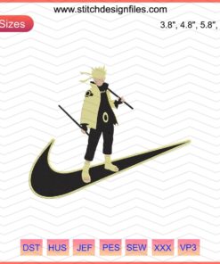 Nike Naruto Senjutsu Embroidery Design File: Customizable Machine Embroidery for Sportswear featuring Iconic Anime Elements.
