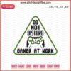 "Do Not Disturb Gamer at Work" embroidery design showcasing a playful gaming theme, perfect for machine embroidery projects.