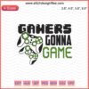"Gamers Gonna Game embroidery design files, gamer-themed machine embroidery for DIY crafting projects"