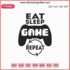 "Eat Sleep Game Repeat Embroidery File - Gamer Machine Embroidery Designs with Joystick & Pixel Art, Perfect for Gaming Fans"