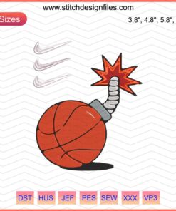 Nike Basketball Bomb Machine Embroidery Design File featuring intricate Nike branding for unique sportswear customizations.