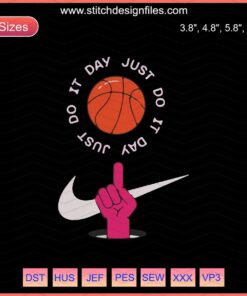 Nike Just Do It Day Embroidery Designs File, featuring Nike Machine Embroidery pattern for fashion and apparel crafts.