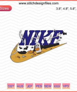 Nike Halloween Land Embroidery Designs: Stylish machine embroidery files featuring spooky, festive Nike-themed patterns.