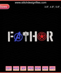 Fathor Marvel Father Embroidery Design File: Superhero-themed embroidery, perfect for Father’s Day gifts or DIY projects.