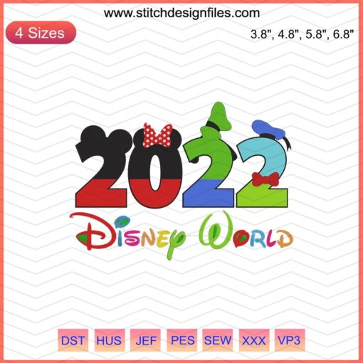Disney World 2022 Embroidery Designs File: Walt Disney Machine Embroidery Patterns, Magical Collection, Craft Digital Download